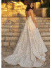 Scoop Neck Lace Open Back Unique Wedding Dress